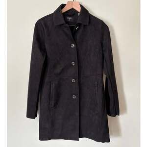 Tahari Black Faux Suede Car Jacket Small NWT